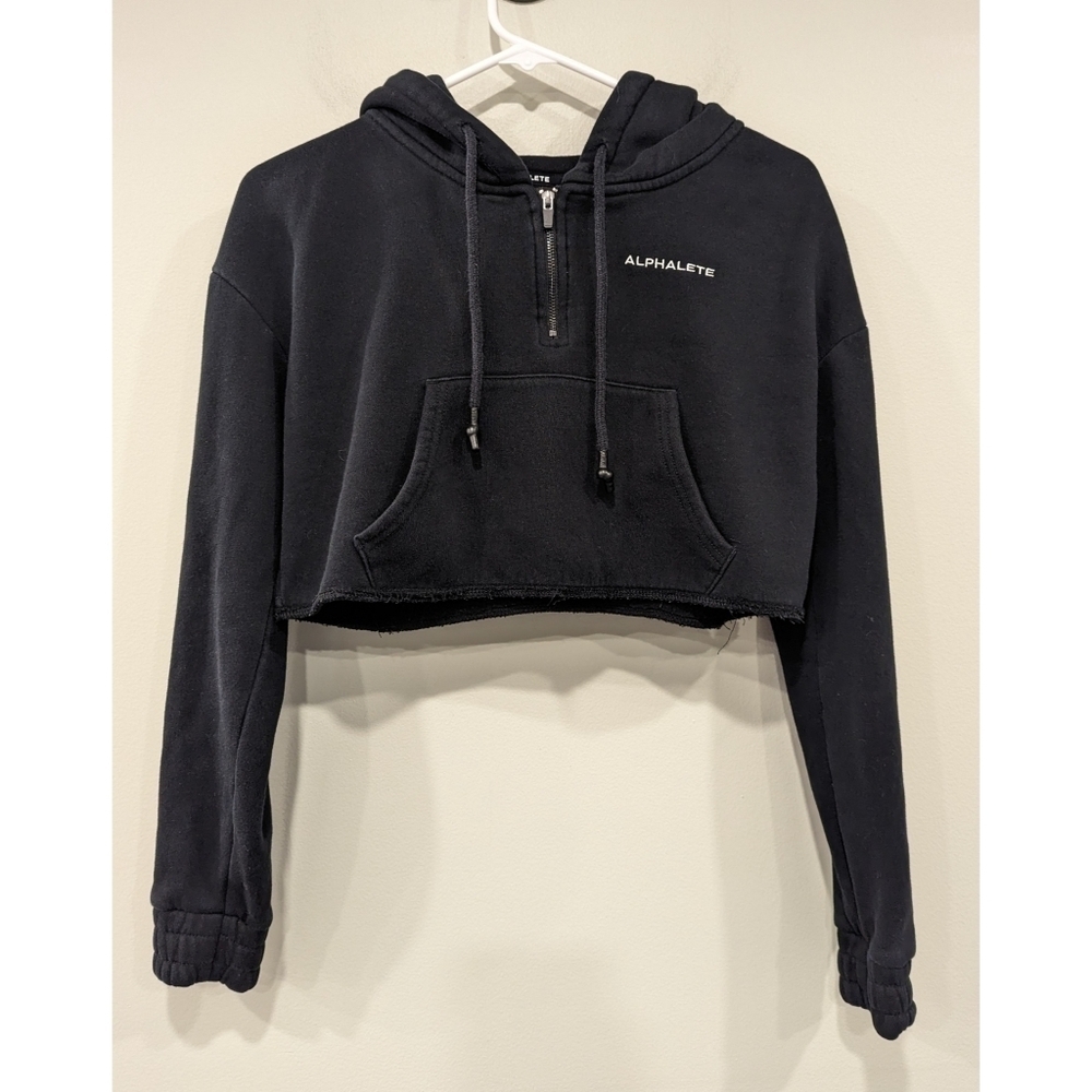 Alphalete Black Cropped Quarter Zip Hoodie Size Small